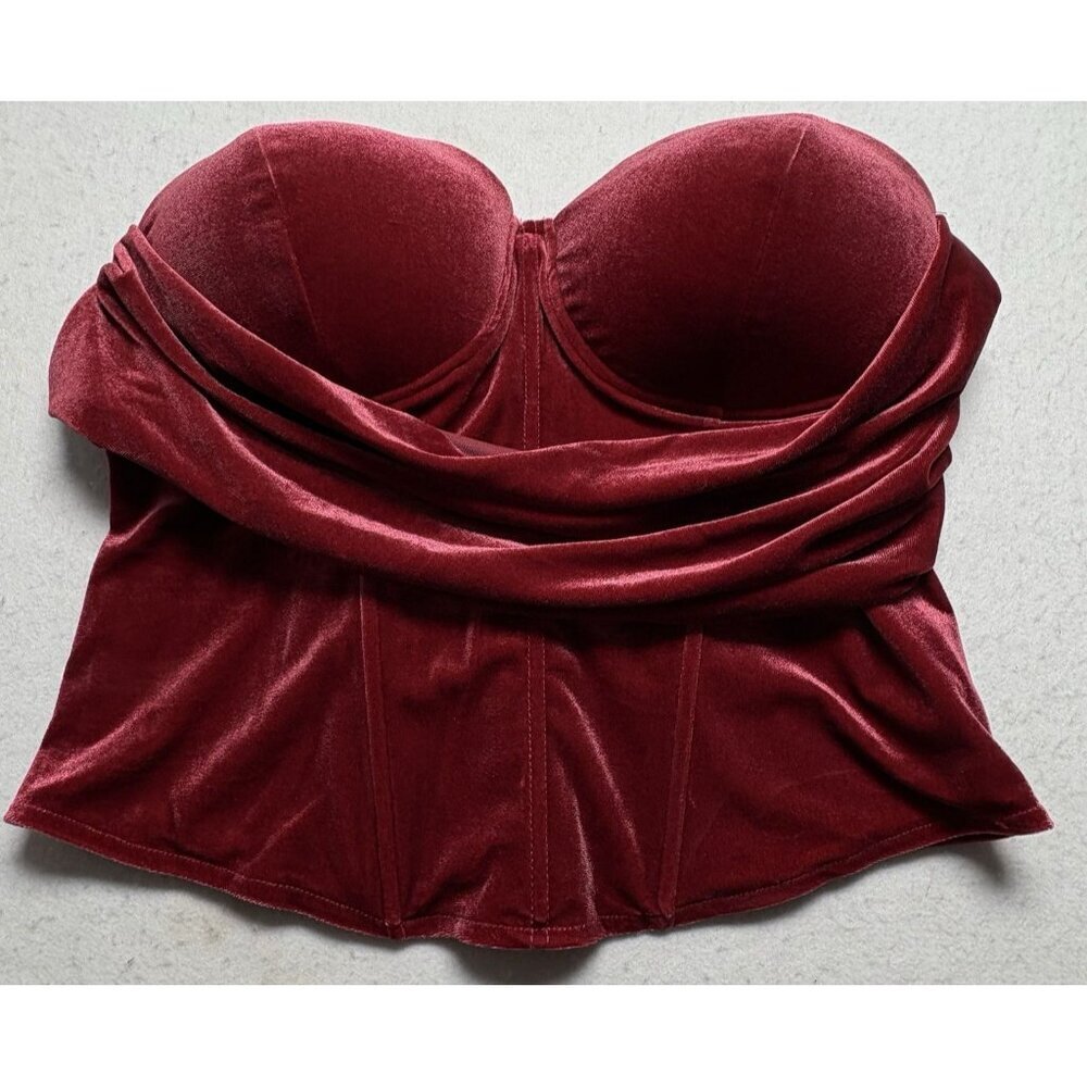 NWT JLUXLABEL Women Velvet Corset Sz 3XL Red Sexy Glamour Party Edgy 68-17